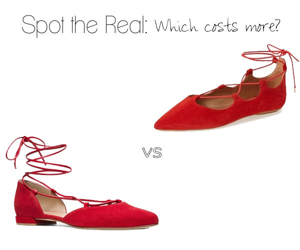 Can you spot the real Stuart Weitzman lace up flats?