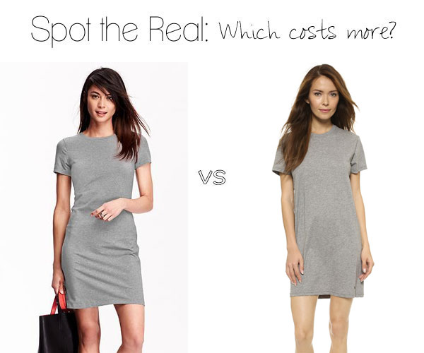 Can you guess which t-shirt dress costs more?