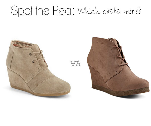 Can you spot the real TOMS wedge booties?