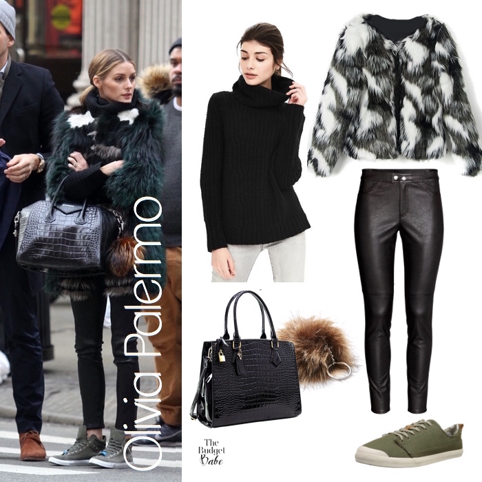 Olivia Palermo Leather and Fur Look 