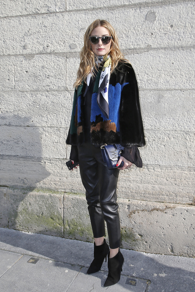 Olivia Palermo Silk Scarf Fur Coat