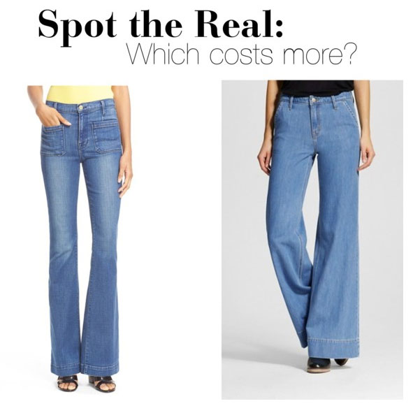 Can you guess which high-rise wide leg jeans cost more?