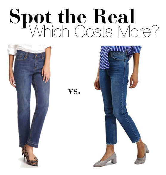 Can you guess which raw edge jeans cost more?