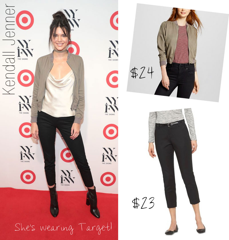 Kendall Jenner's bomber jacket and ankle crop pants from Target are both under $25!