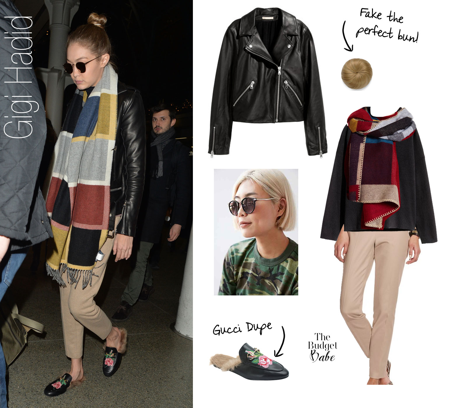 Gigi Hadid's Colorblock Scarf and Gucci Loafers Look for Less