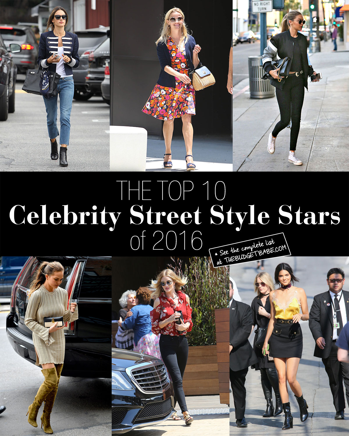 See which ten celebs topped our list of best-dressed street style stars in 2016.