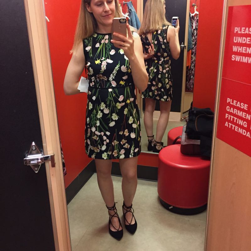 The Budget Babe reviews Victoria Beckham at Target with dressing room selfies and sizing details.
