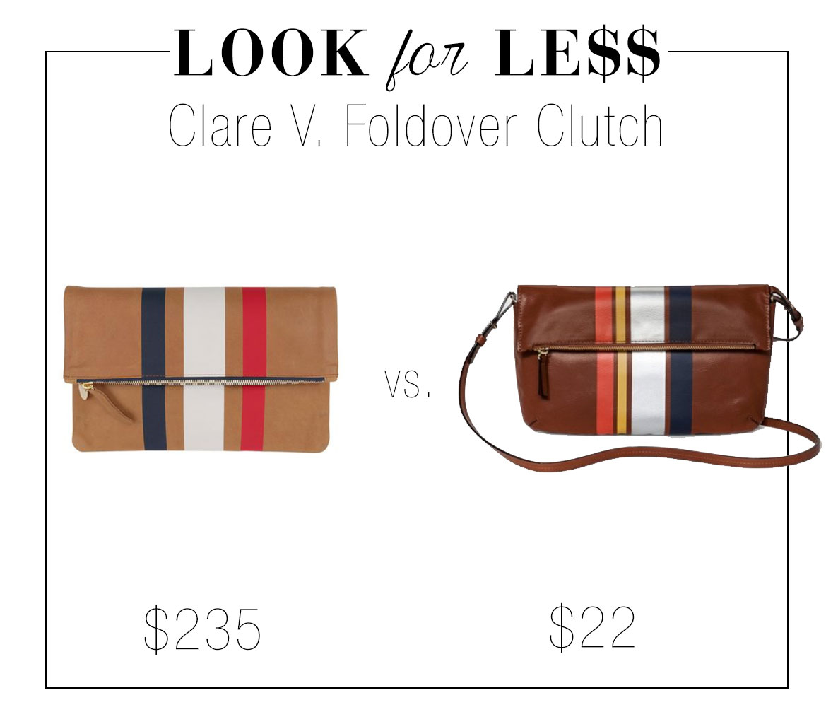 Clare V. striped clutch look for less