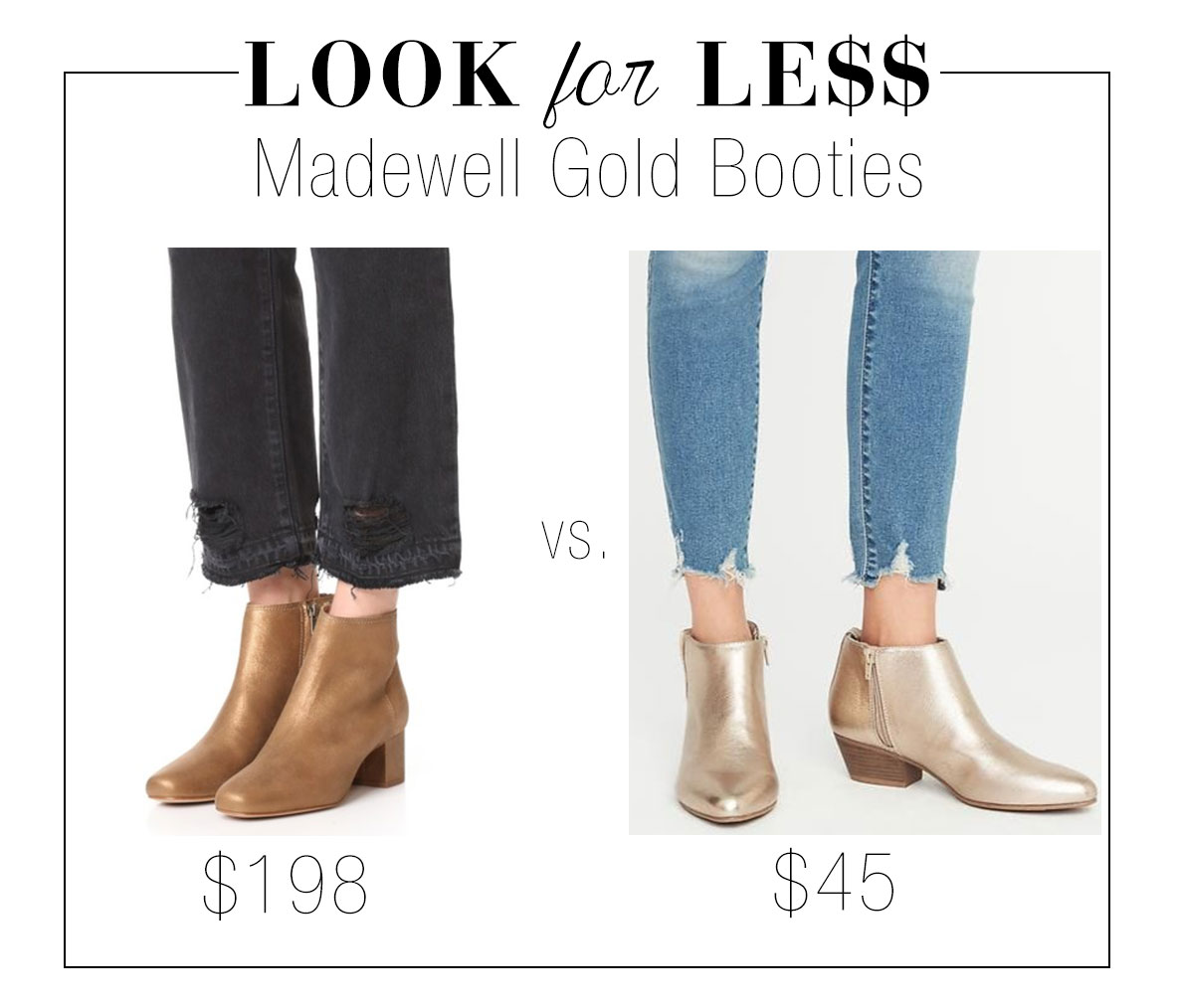 Madewell 'Lucien' gold ankle boots look for less