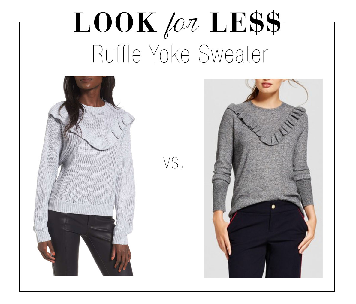 Ruffle yoke sweater look for less