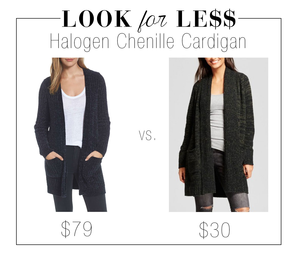 Try a chenille cardigan for a cozy yet pulled together fall look.