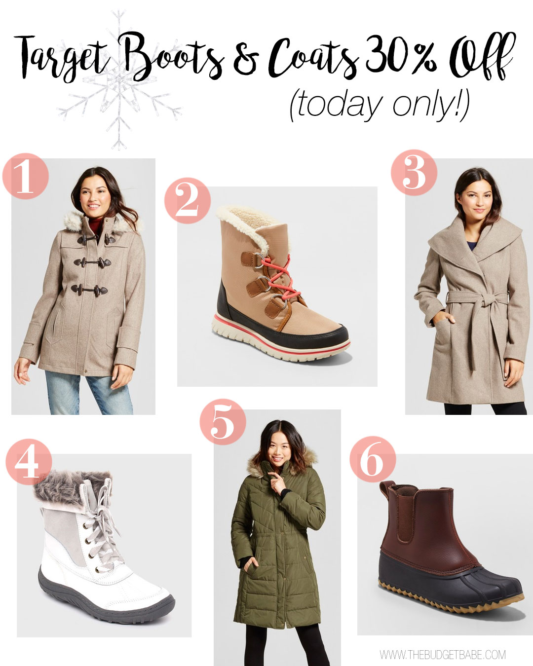 Target Boots and Coats are 30% off today only - for the whole family!