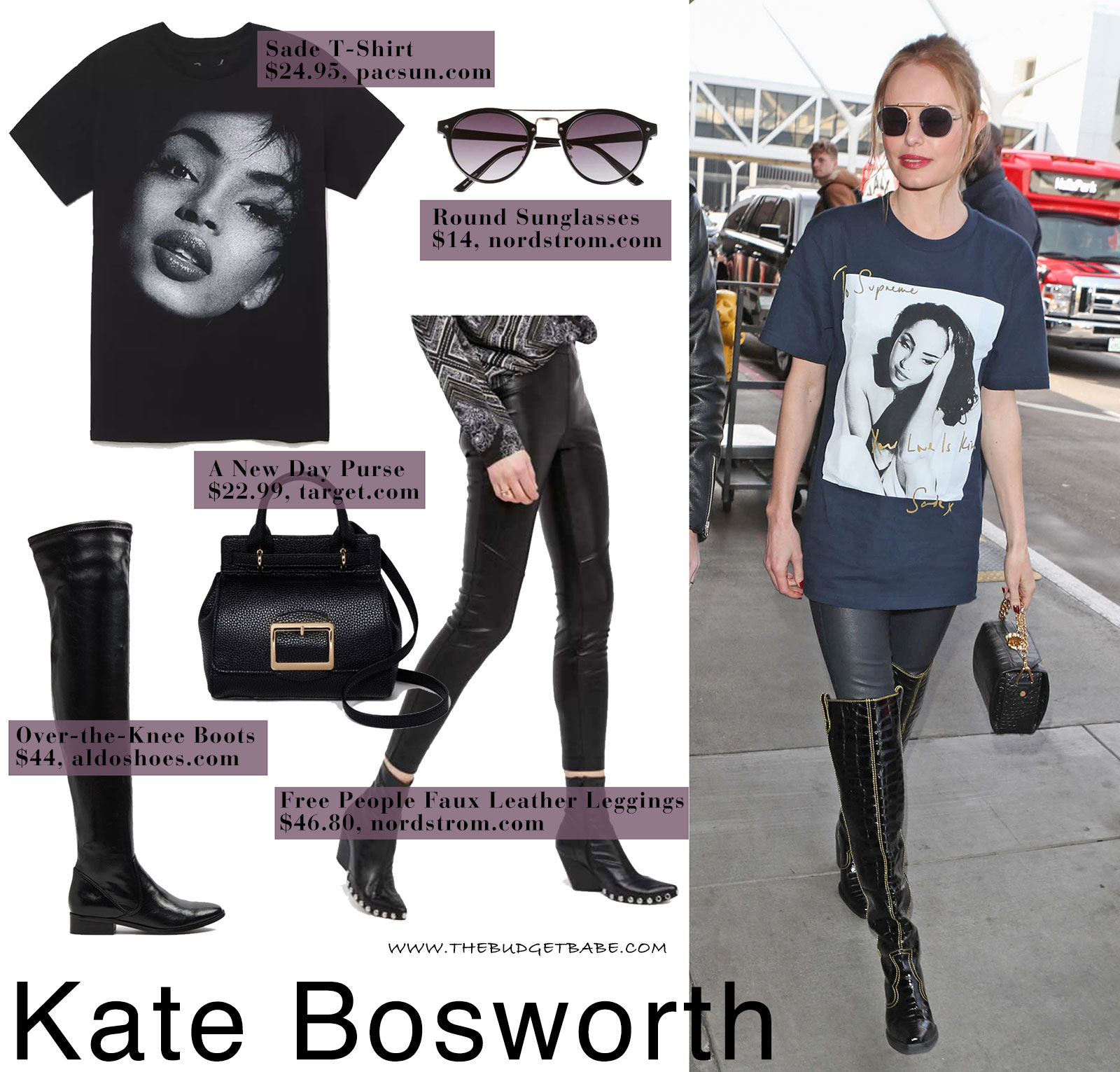 Kate Bosworth wears a Sade t-shirt by Supreme while making her way through LAX.