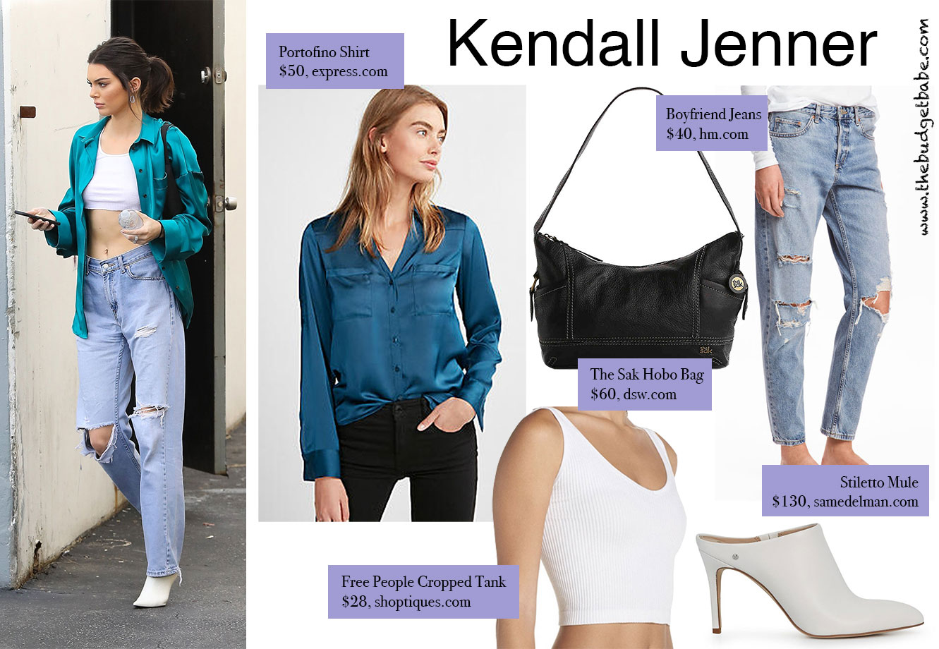 Kendall Jenner's teal jacket and jeans look for less