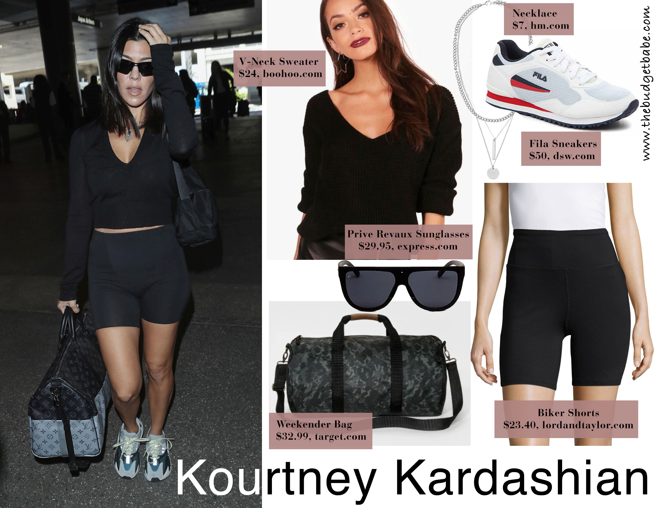 Kourtney Kardashian's biker shorts airport outfit style for less