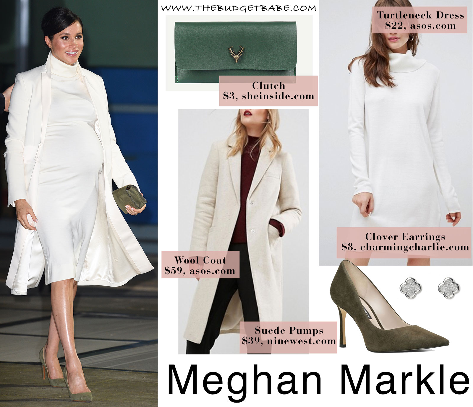 Meghan Markle's white turtleneck dress and matching coat