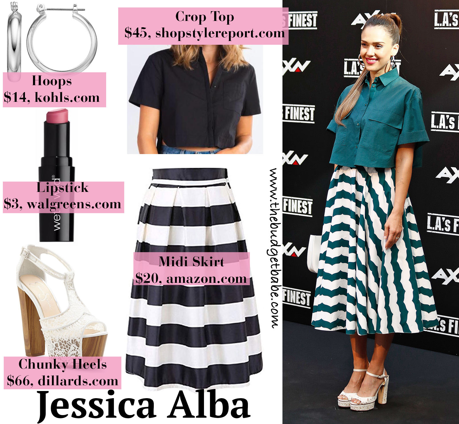 Jessica Alba Striped Skirt