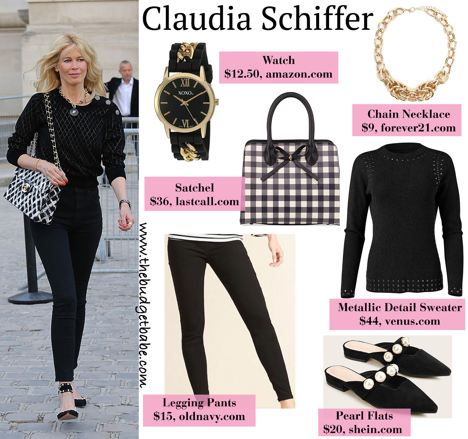 Claudia Schiffer stuns in Chanel accessories and all black outfit!