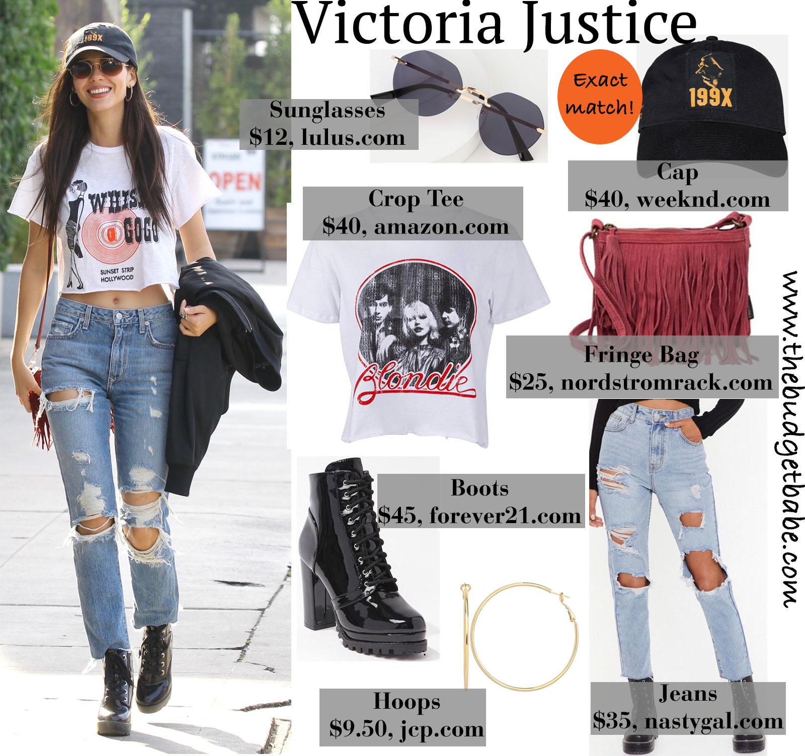 Victoria Justice serves cool street style in classic tee, destroyed jeans, and combat boots!