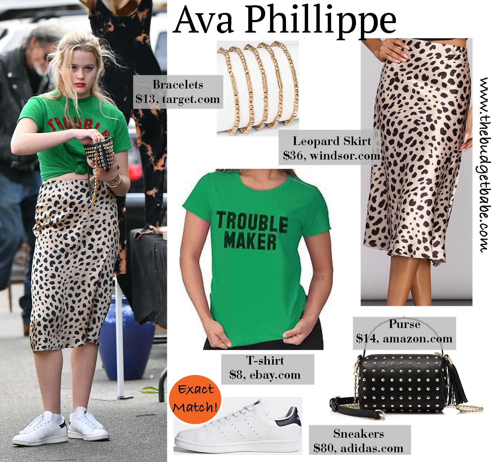 Ava Phillippe switches up her casual look with a satin leopard midi skirt!