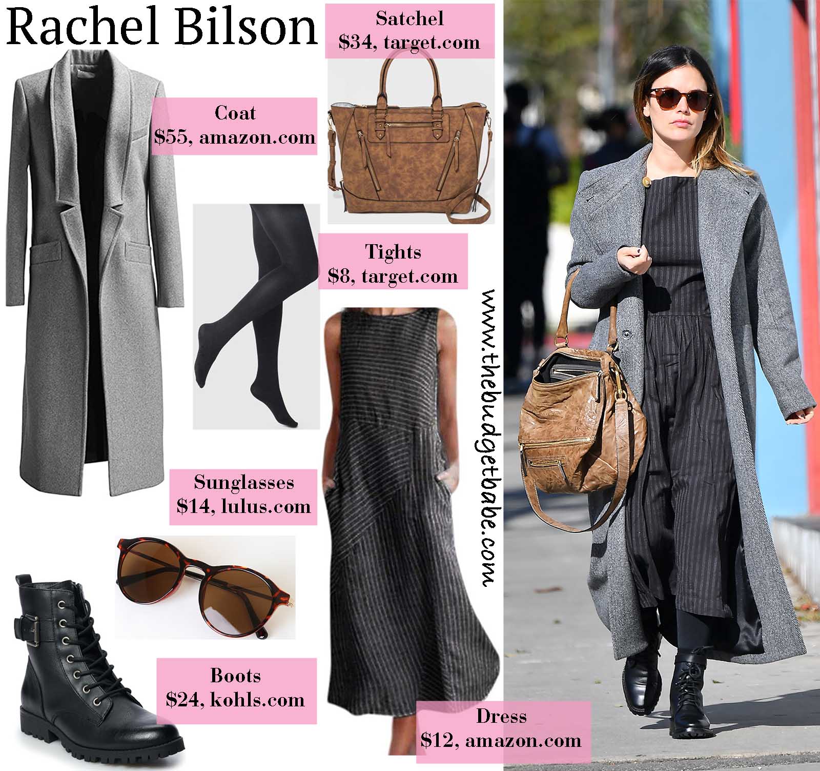Rachel Bilson is stylish in an overcoat and combat boots!