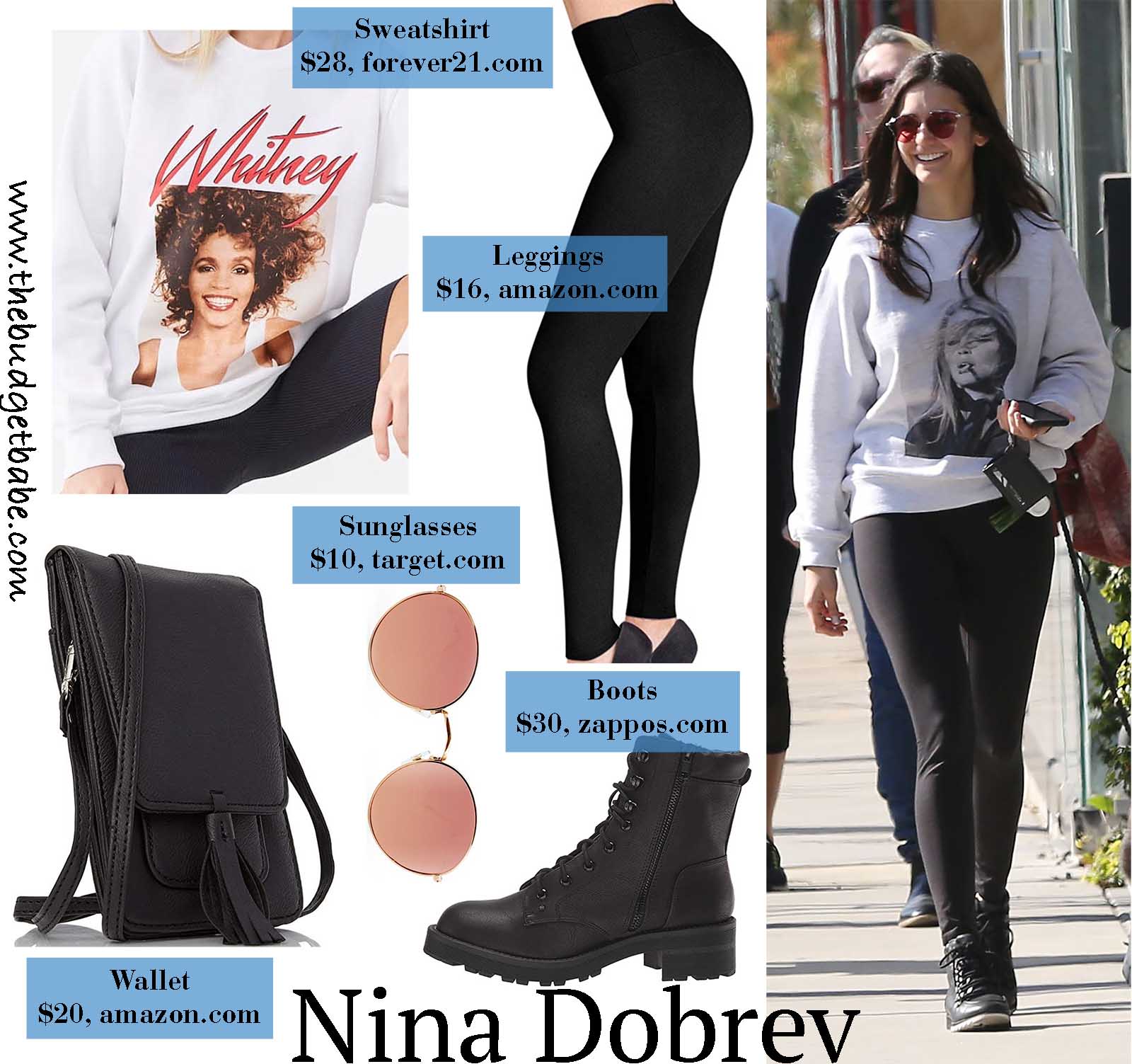 Nina Dobrev is cool girl perfection in a graphic sweatshirt!