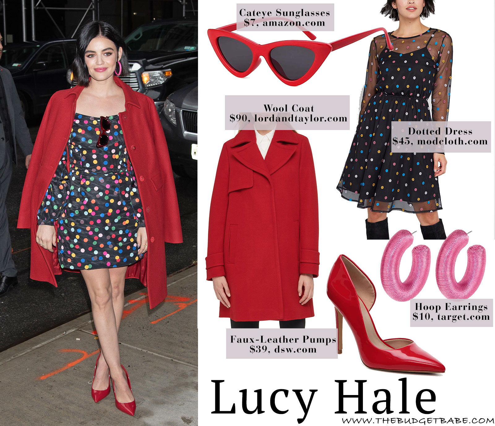 Lucy Hale's polka dot dress by Rancil look for less