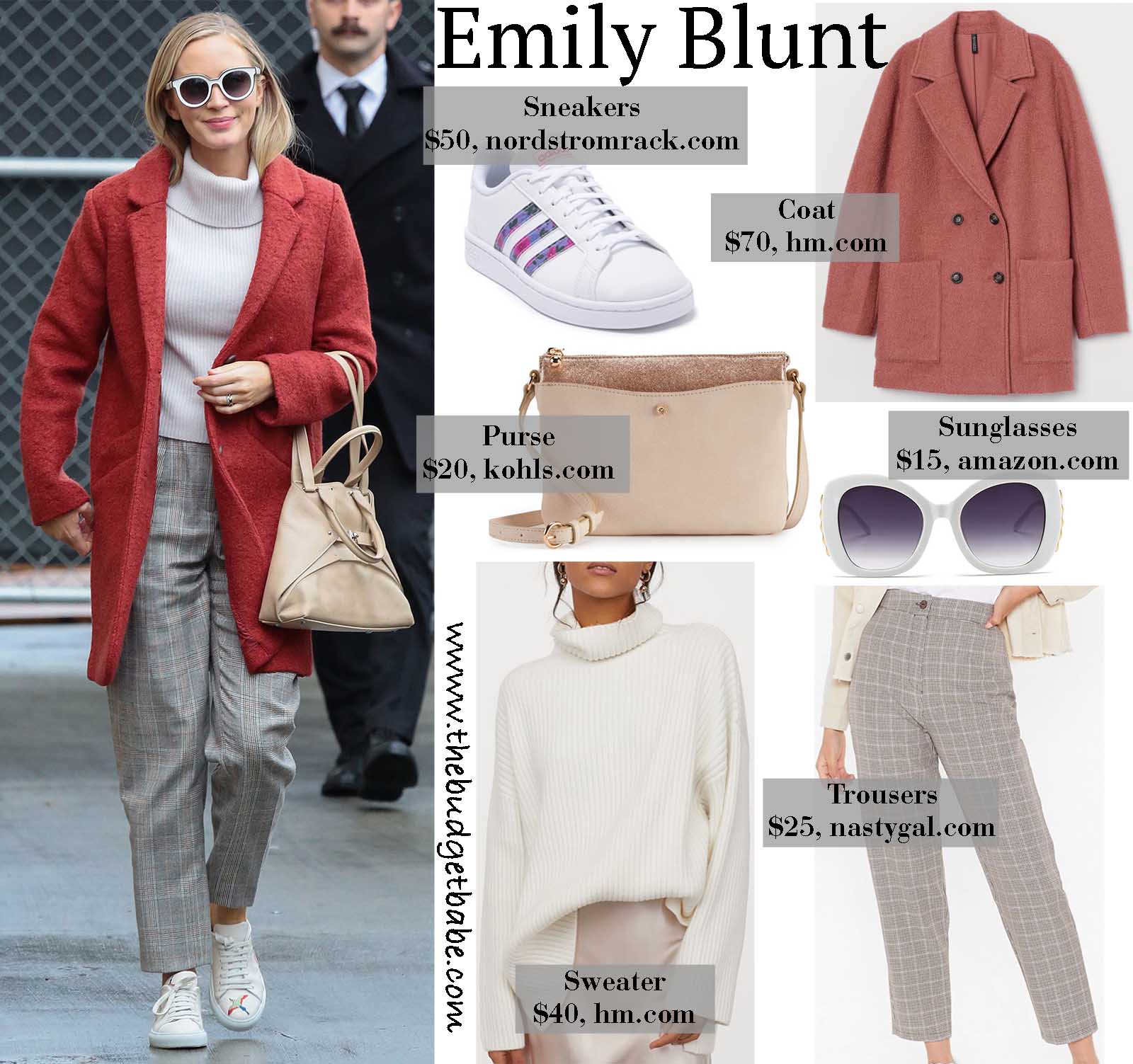 Emily Blunt stays warms in a cheery rose coat!