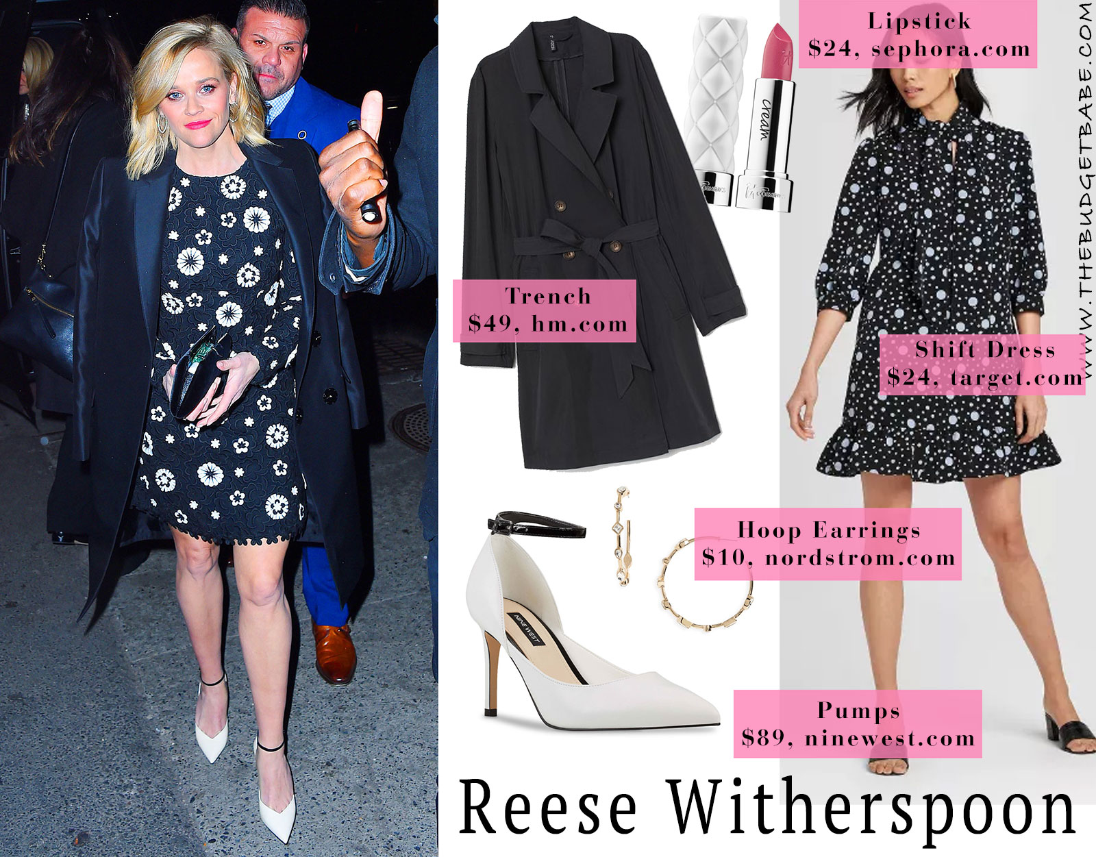 Reese Witherspoon's Navy and White Lace Dress Look for Less