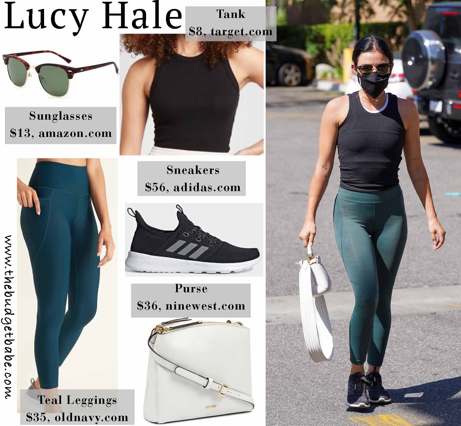 Get The Look: Lucy Hale's Teal Activewear Leggings and Adidas Edge 3 Lux Sneakers