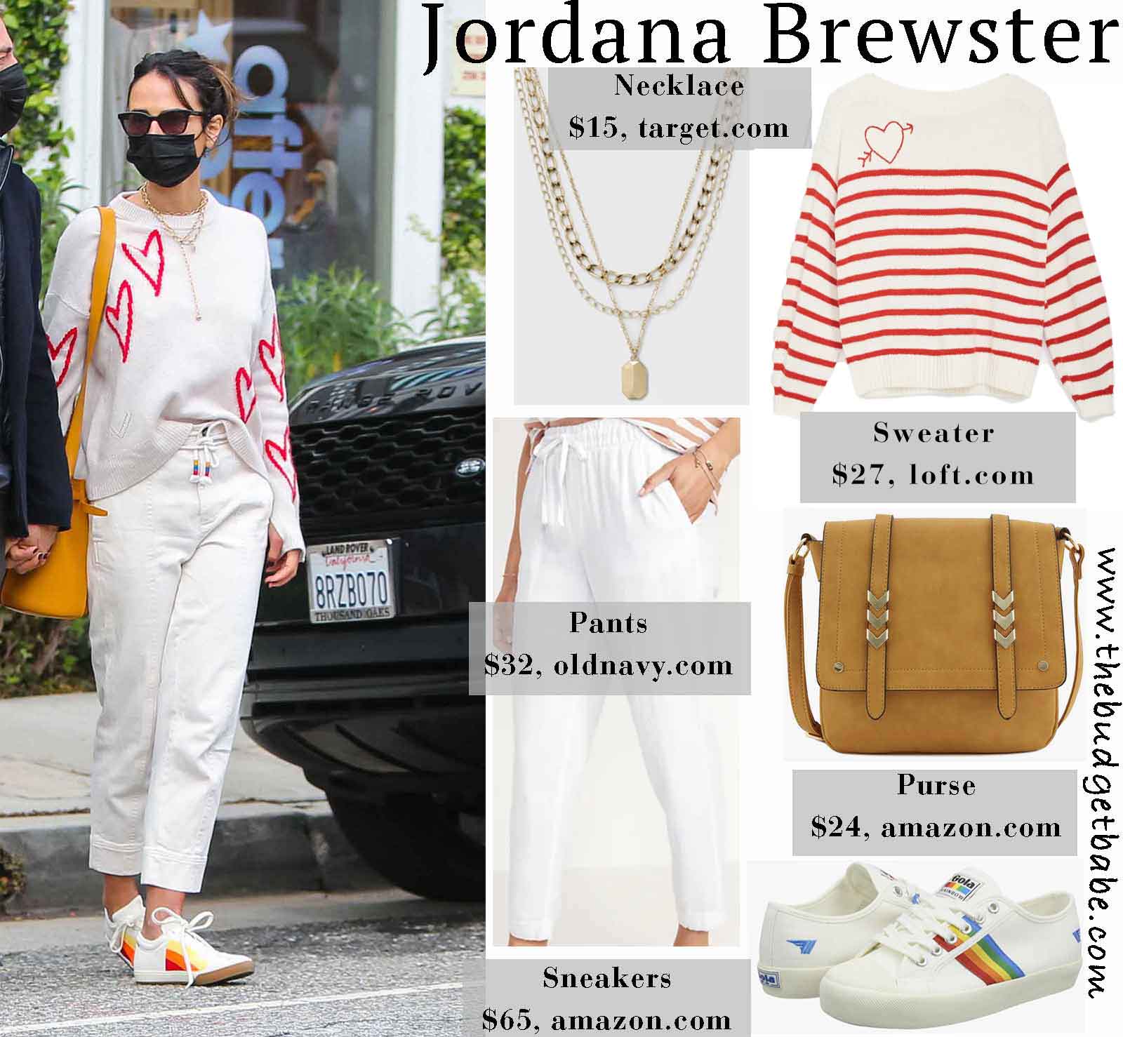 The Look for Less: Jordana Brewster's Heart Print Sweater and Cropped Pants