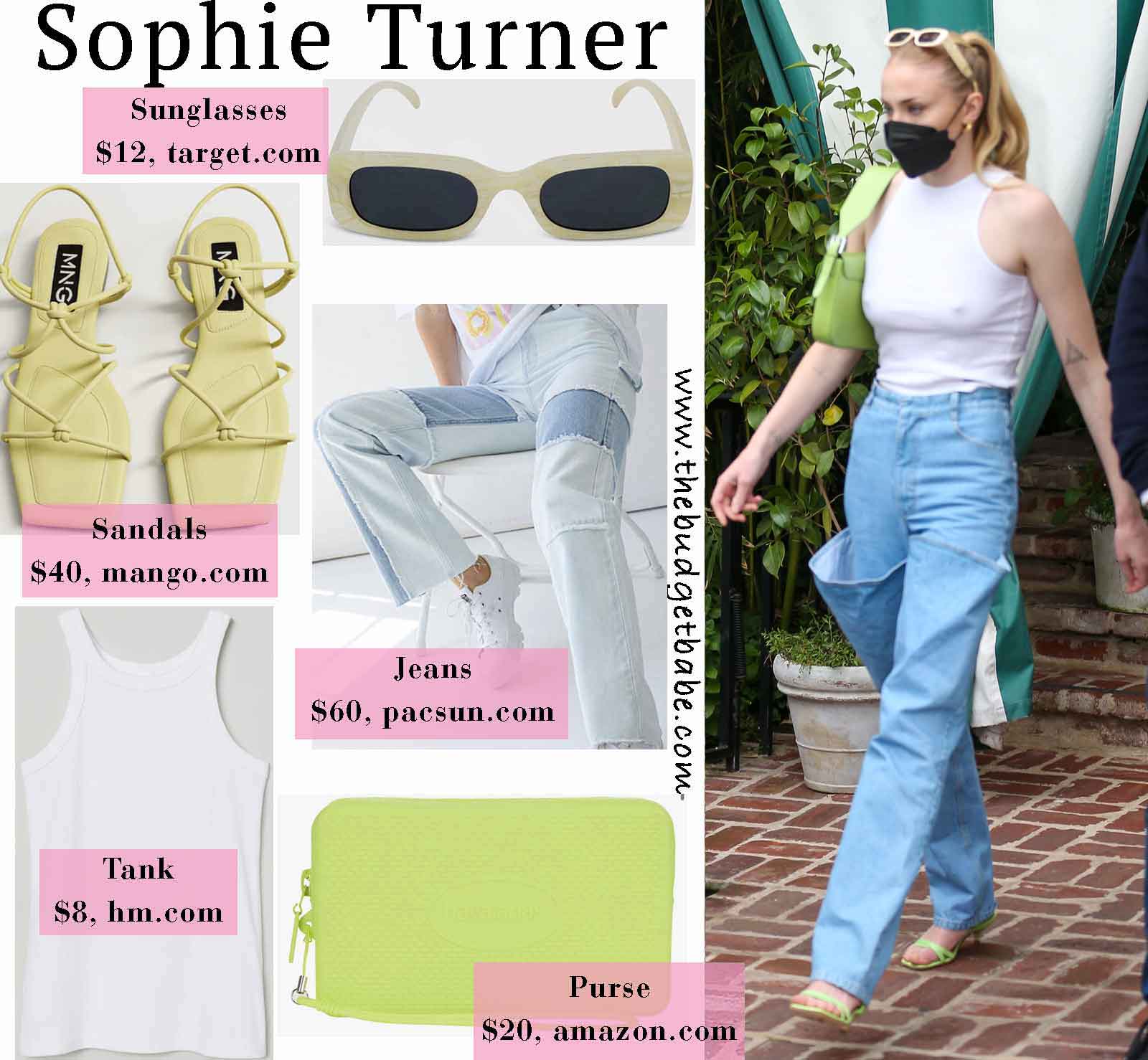 Sophie Turner's KSENIASCHNAIDER Jeans and High-neck Tank Look for Less