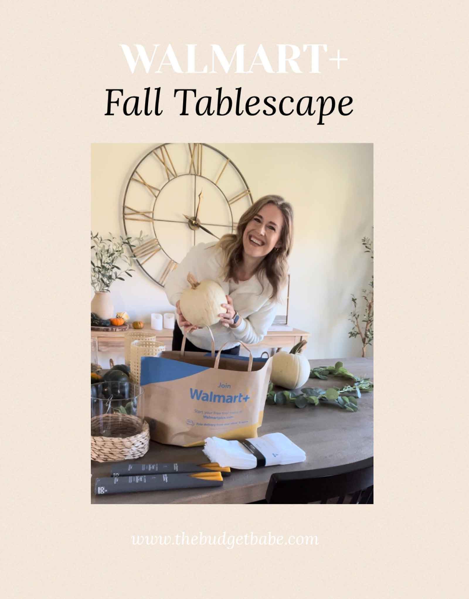 Get everything you need for this simple, elegant, neutral fall tablescape with Walmart+.
