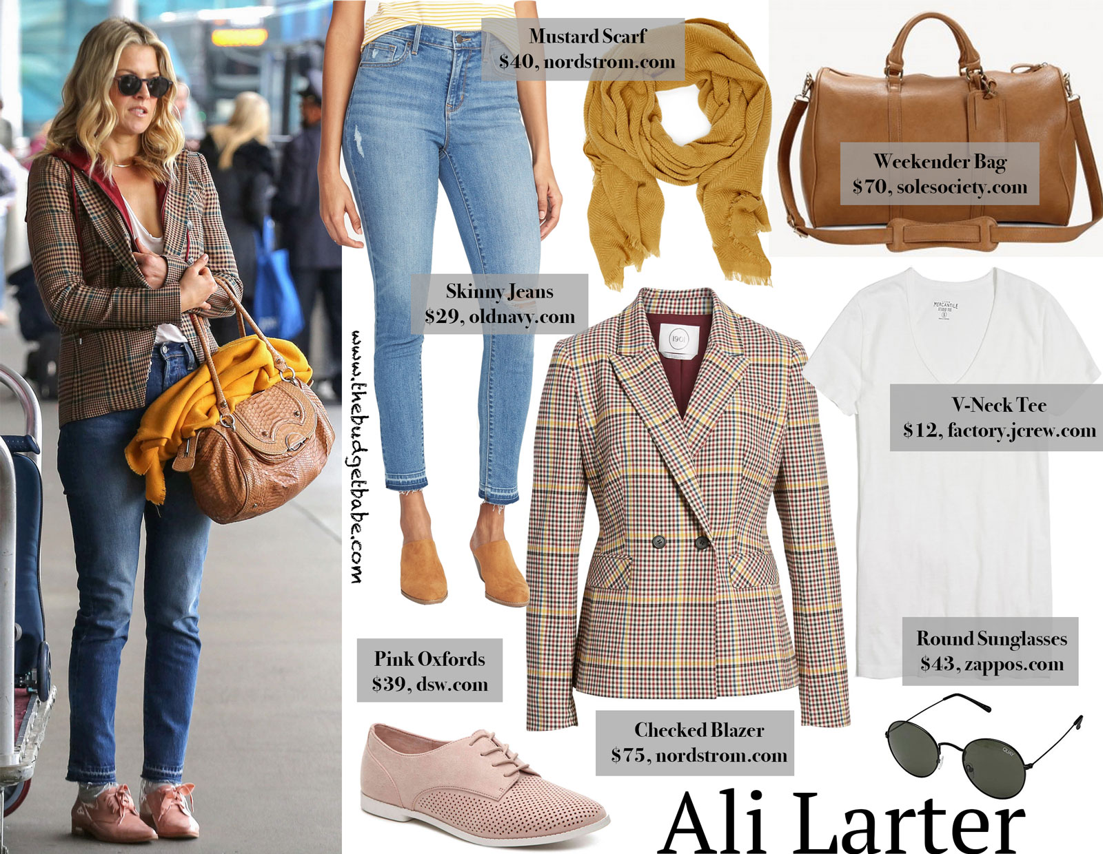 Ali Larter Checked Blazer and Oxford Shoes Look for Less