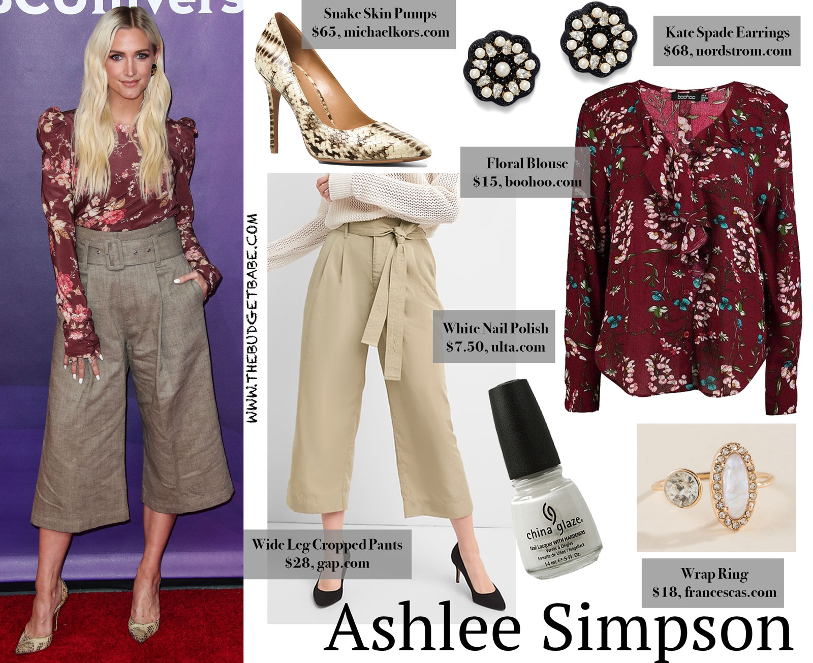 Ashlee Simpson Red Floral Blouse and Wide Leg Pants Look for Less