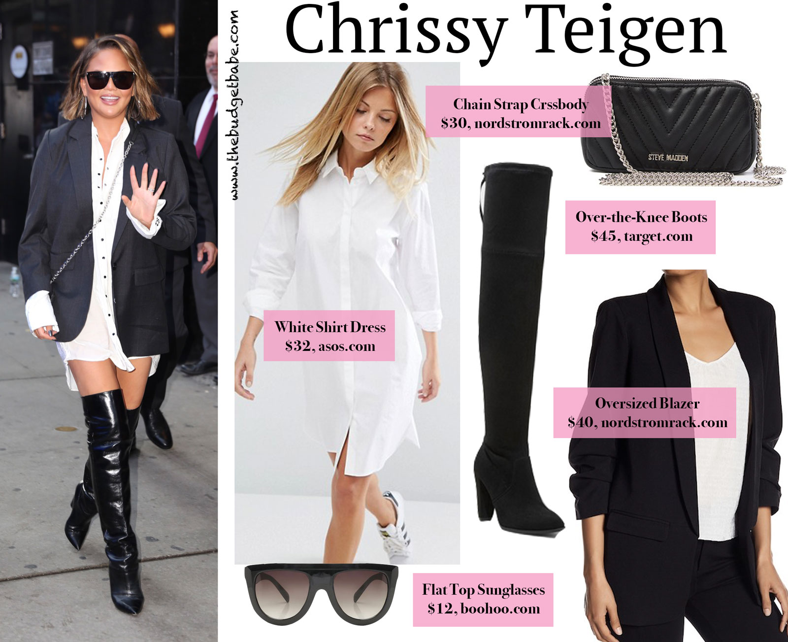 Chrissy Teigen White Shirt Dress Look for Less