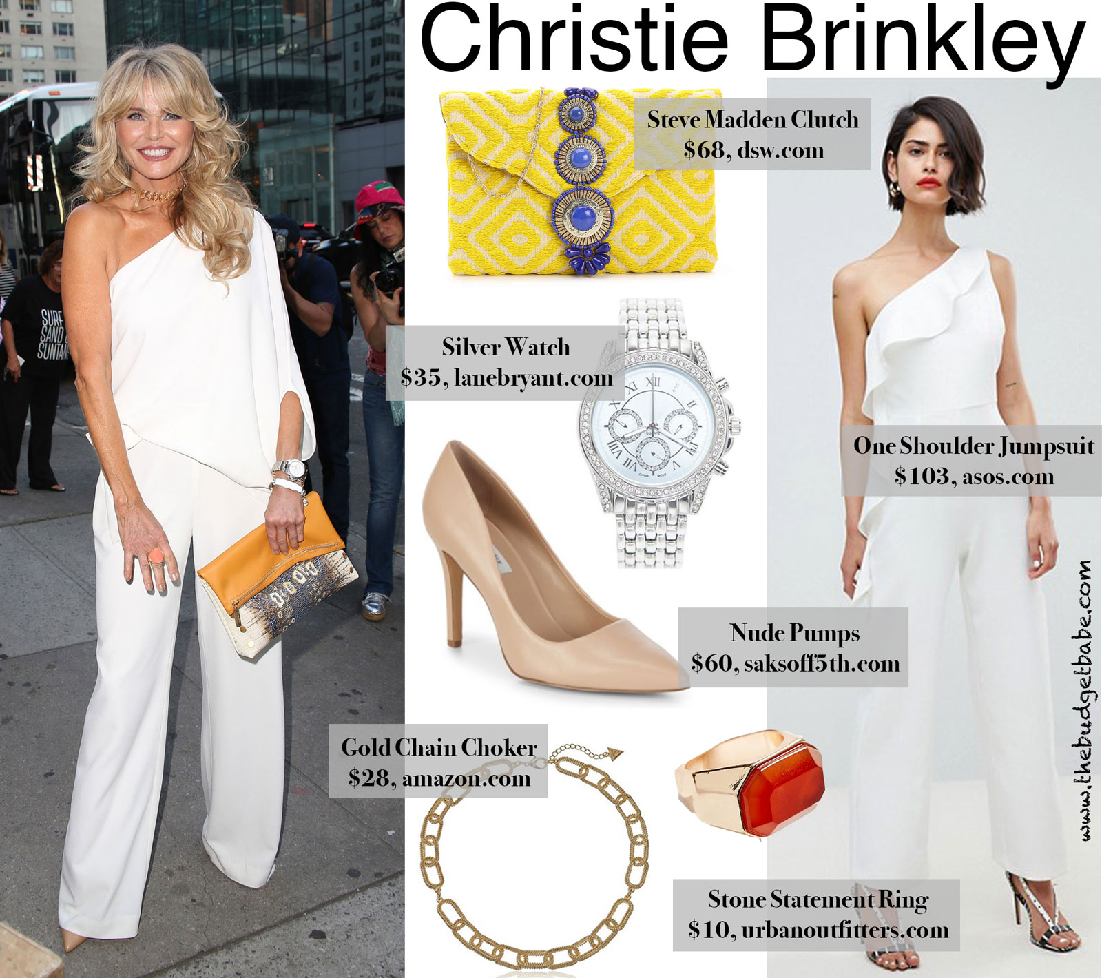 Christie Brinkely's One Shoulder Jumpsuit Look for Less