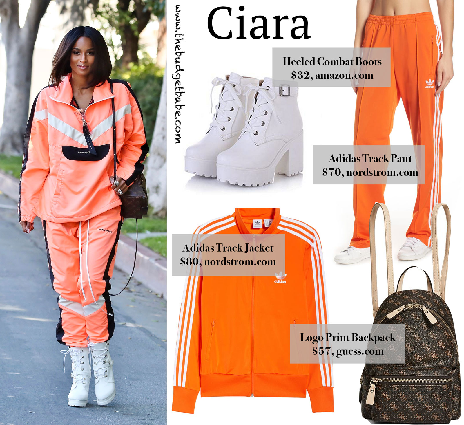 Ciara Orange Track Suit Look for Less