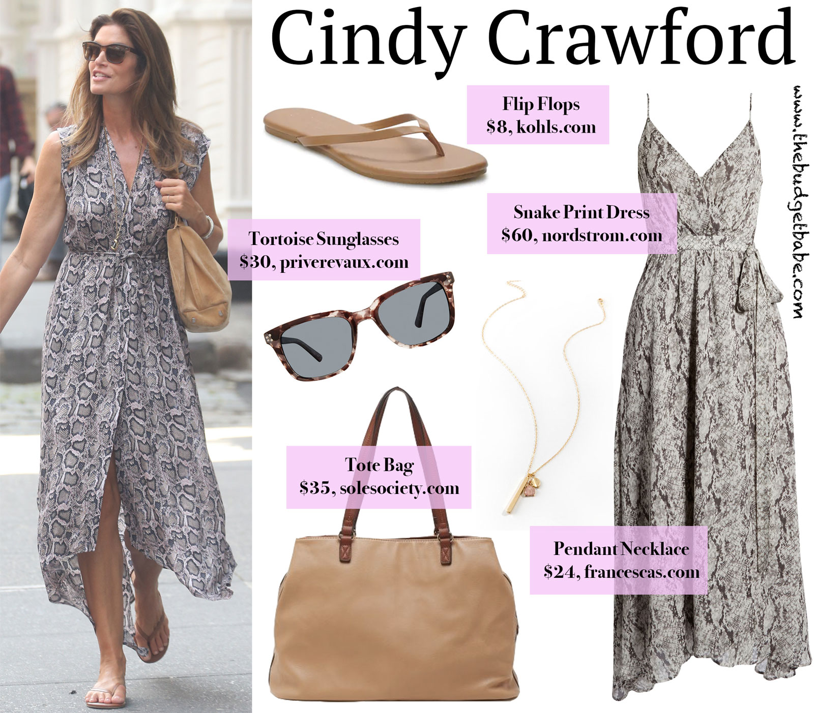 Cindy Crawford Snake Print Maxi Dress Look for Less