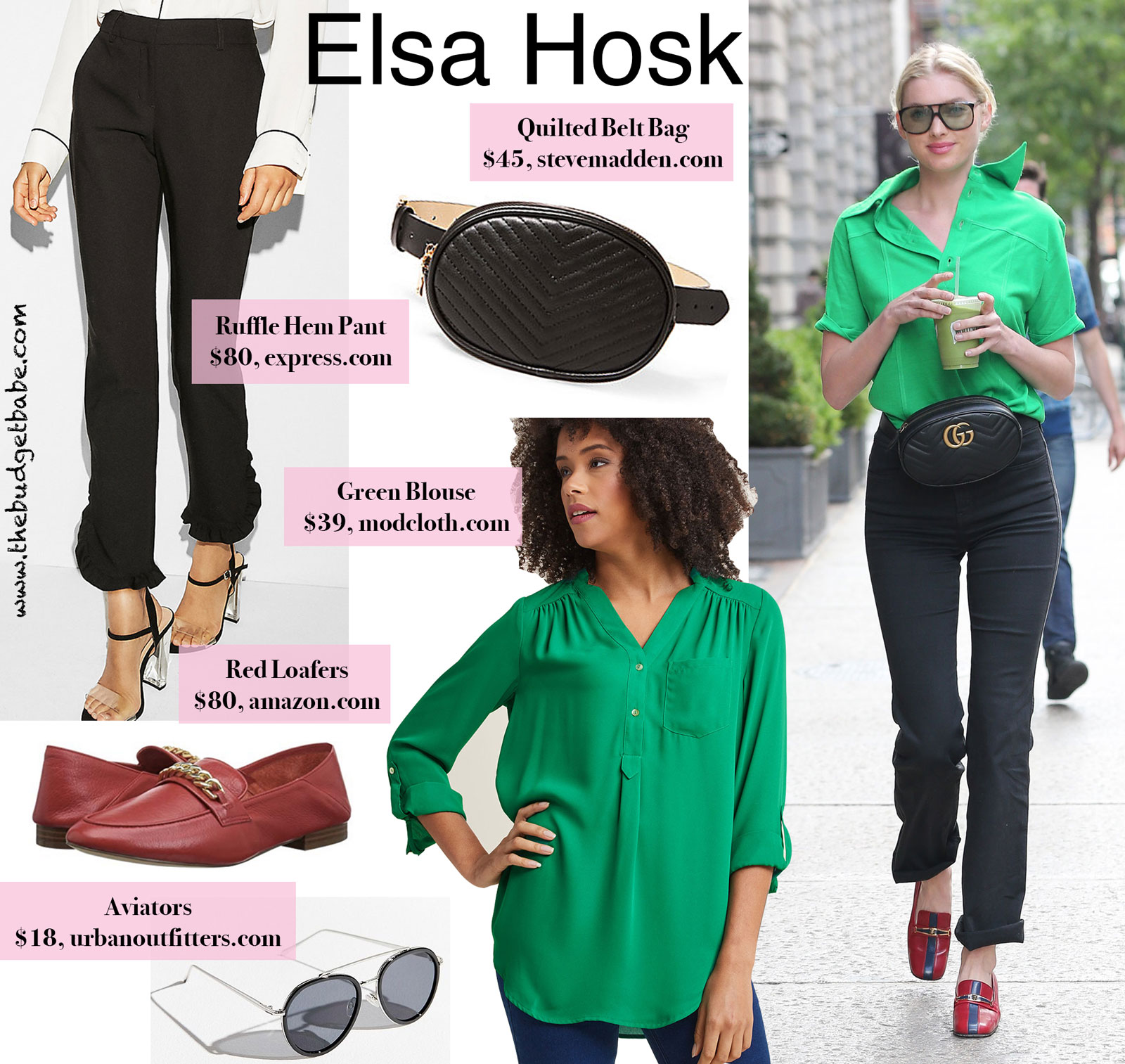 Elsa Hosk Green Blouse Look for Less