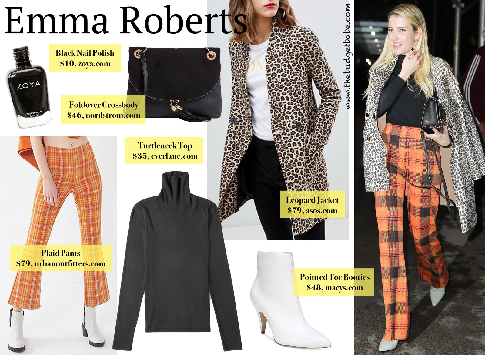Emma Roberts Orange Plaid Pants Look for Less