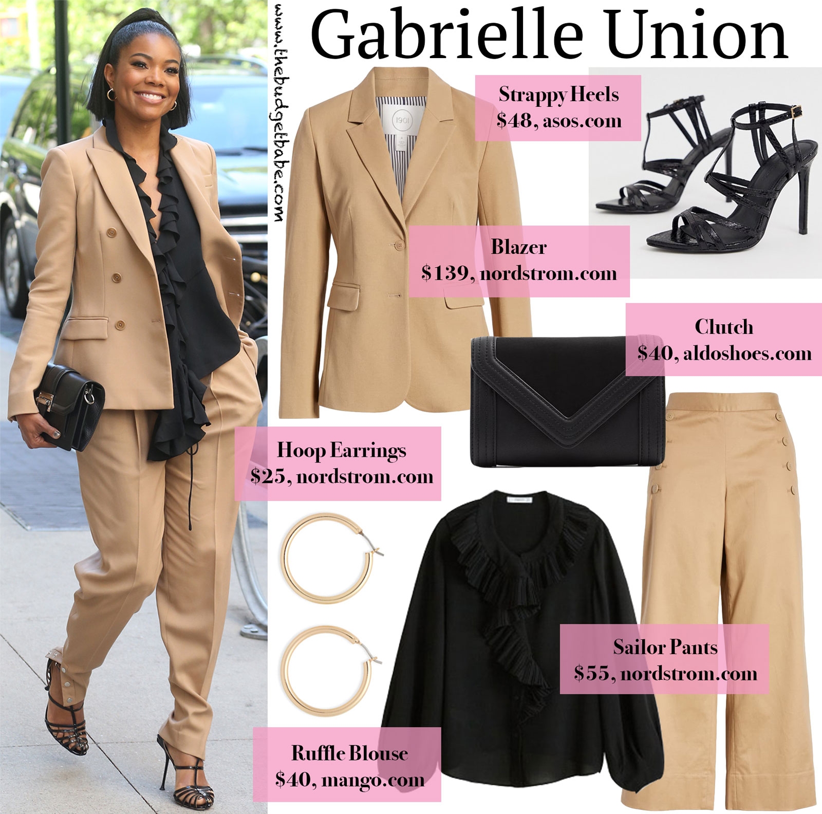 Gabrielle Union Tan Suit Look for Less