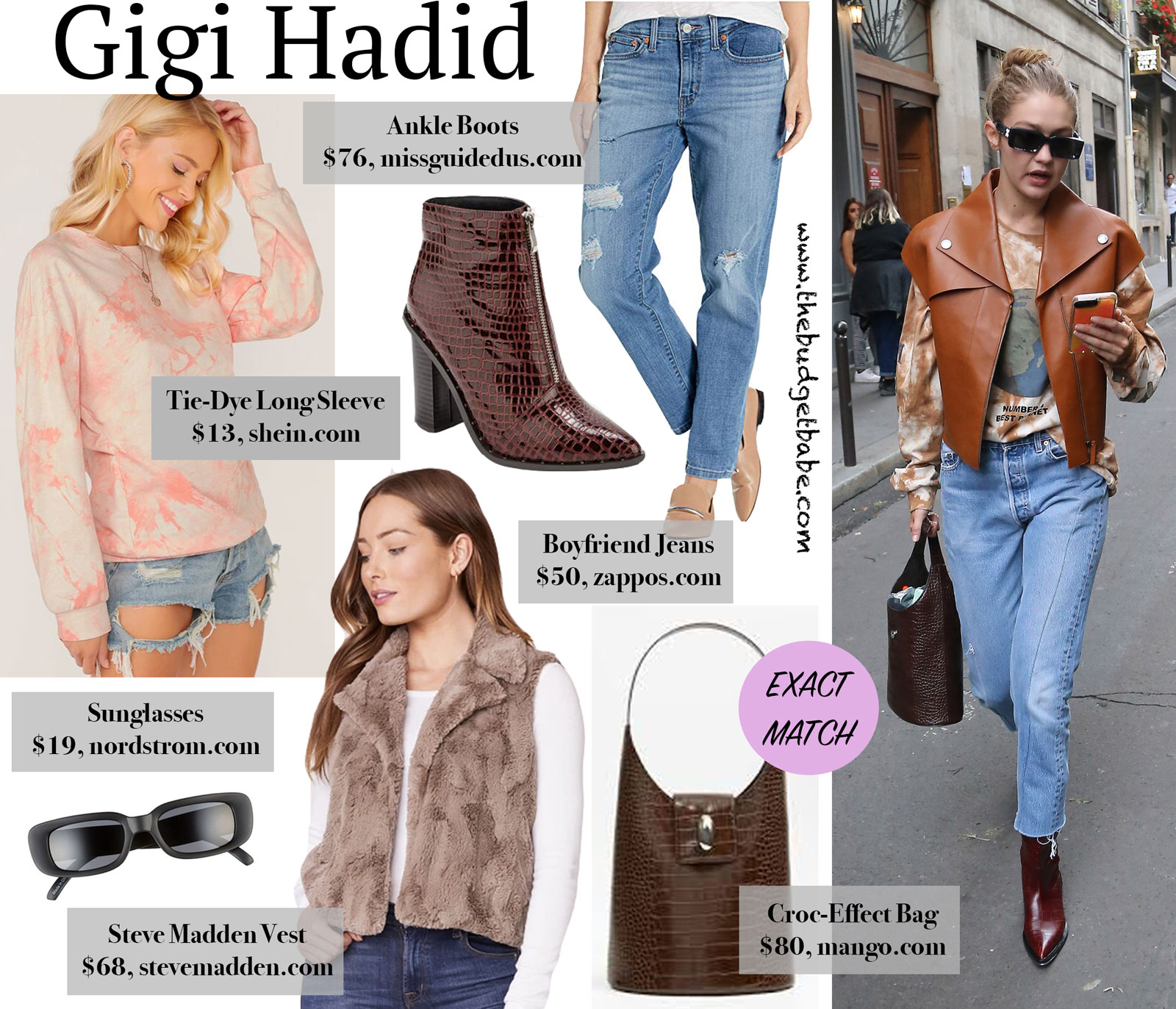 Gigi Hadid Vest and Mango Bag Look for Less
