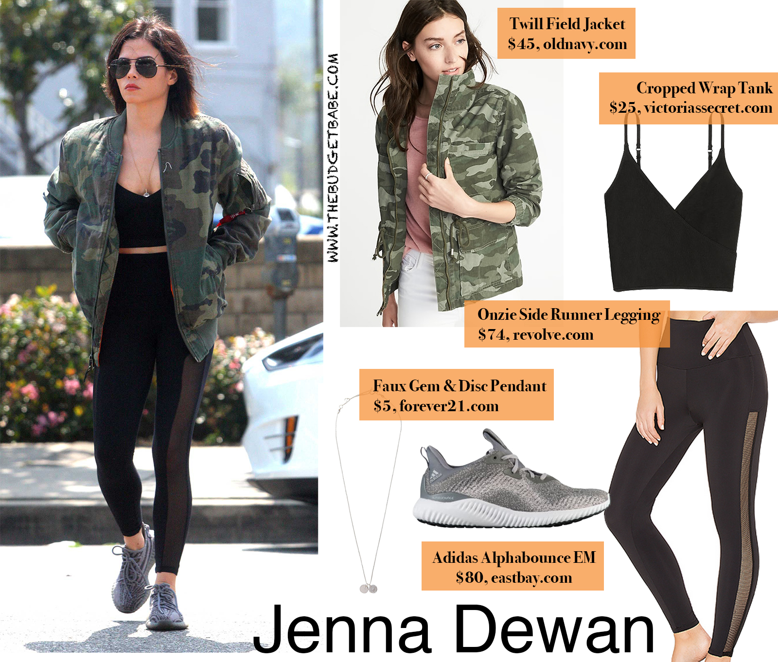 Jenna Dewan Camo Jacket and Mesh Leggings Look for Less