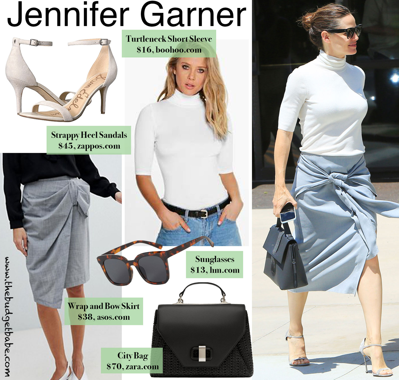 Jennifer Garner Turtleneck and Tie Front Look for Less