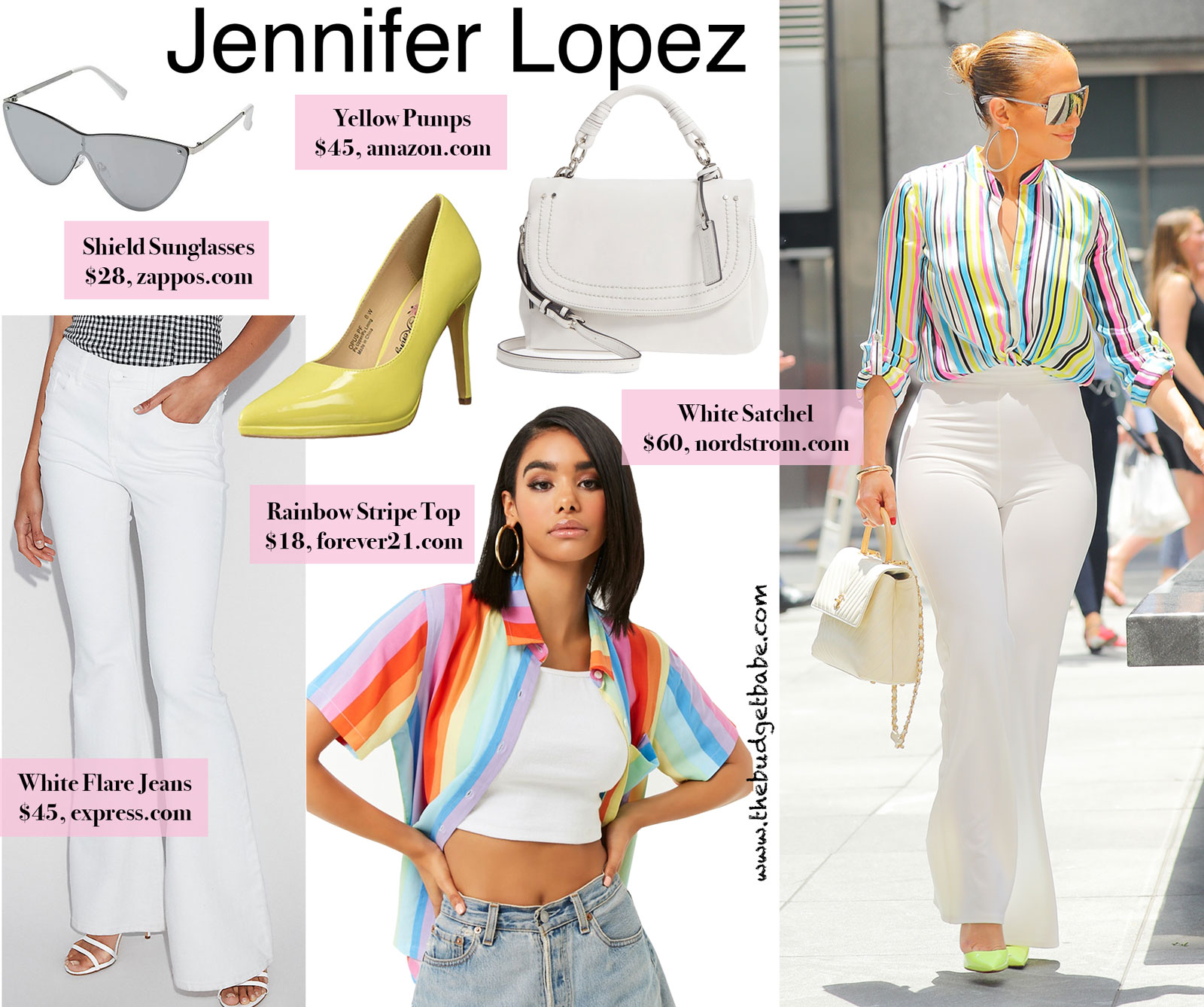 Jennifer Lopez Rainbow Stripe Top Look for Less