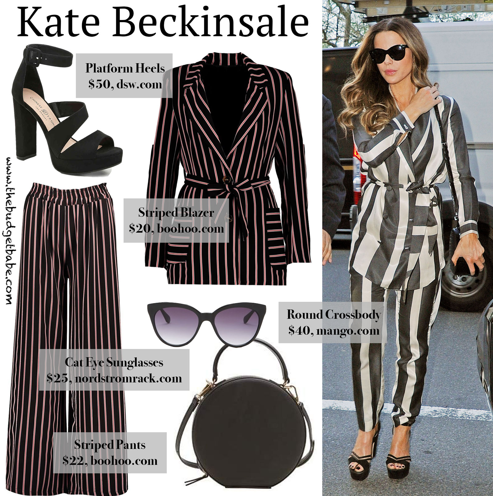 Kate Beckinsale Striped Pants and Blazer Look for Less