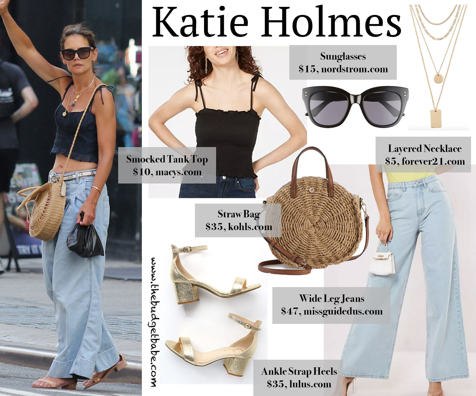 Katie Holmes Black Tank Wide Leg Jeans Look for Less