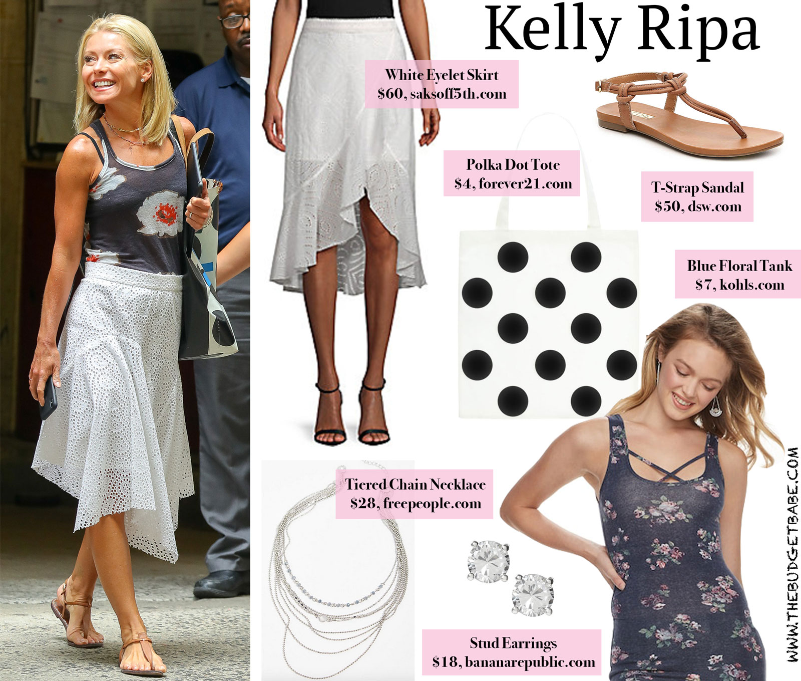 Kelly Ripa White Skirt Blue Floral Tank Look for Less
