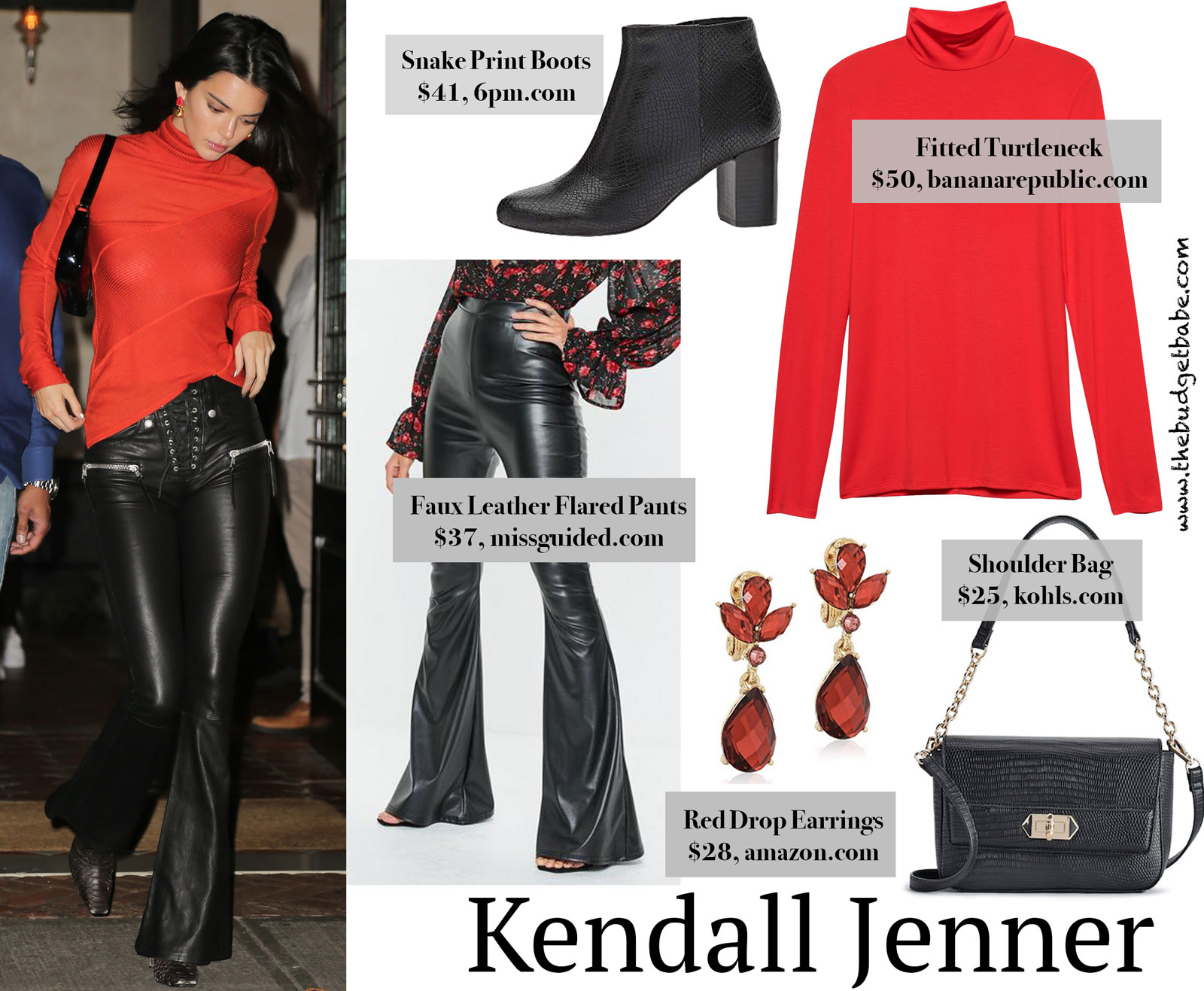 Kendall Jenner Red Turtleneck Look for Less